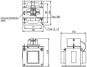 R88M-G, R88D-GN[]-ML2 Dimensions 61 