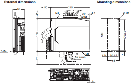 R88M-1[] / R88D-1SN[]-ECT Dimensions 4 