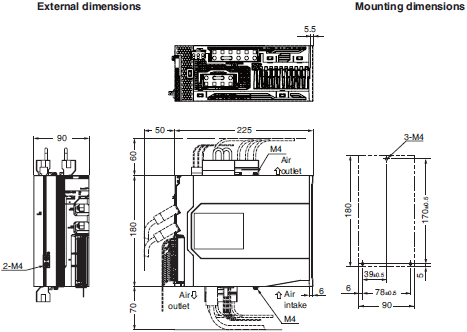 R88M-1[] / R88D-1SN[]-ECT Dimensions 5 