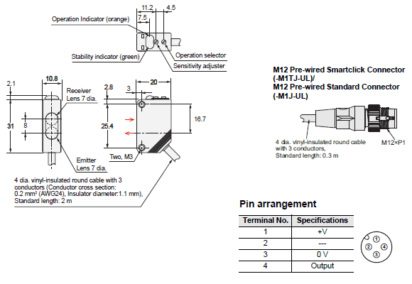 E3Z-[]-UL Dimensions 11 