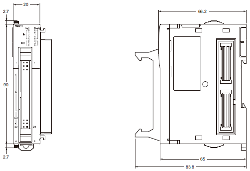 CJ3M-CPU3[] / -CPU1[] / CJ2M-MD21[] Dimensions 4 
